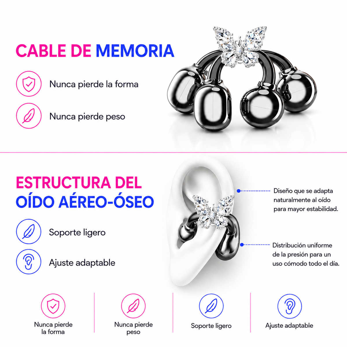Audífonos Glam Dark clip on