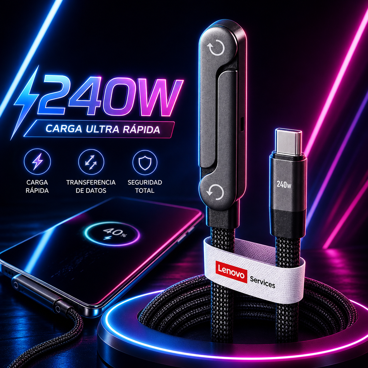 Soporte + cable tipo C-C premium