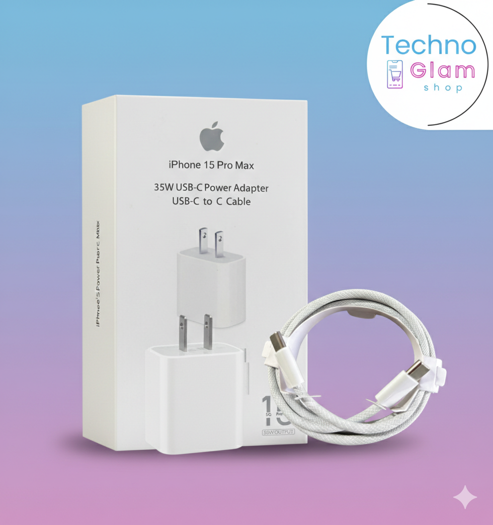 Combo Cubo Cargador 35W + Cable Tipo C Para iPhone