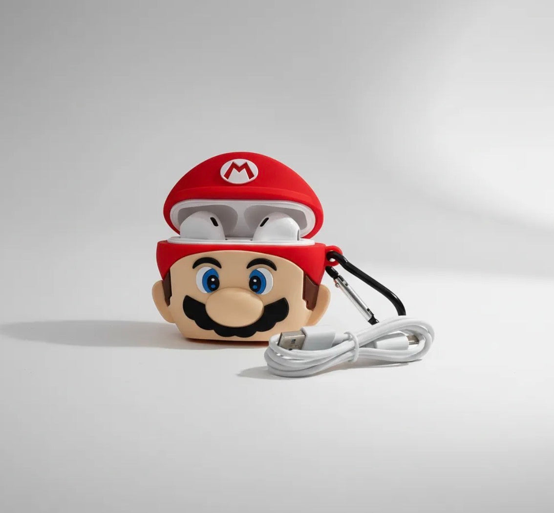 Audífonos Tipo Earbuds + Funda Personajes