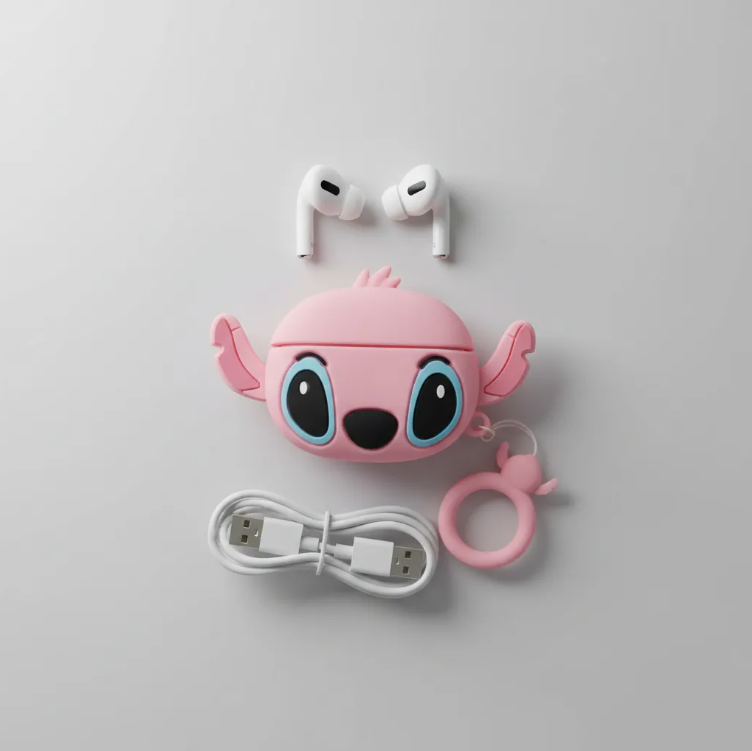 Audífonos Tipo Earbuds + Funda Personajes