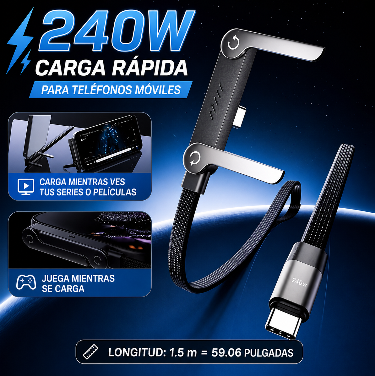Soporte + cable tipo C-C premium