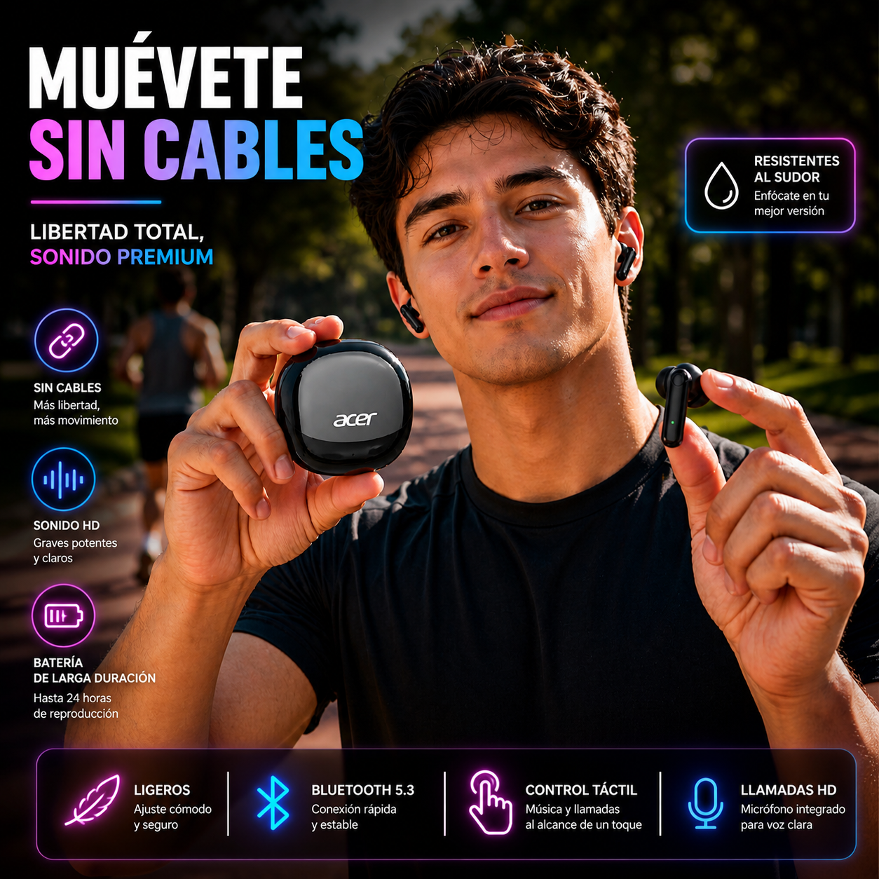 Audífonos inalámbricos acer cromo