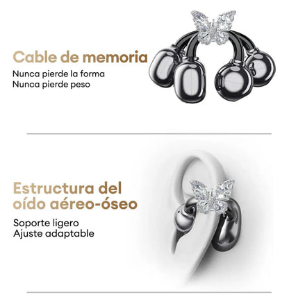 Audífonos clip on con accesorio mariposa tipo arete